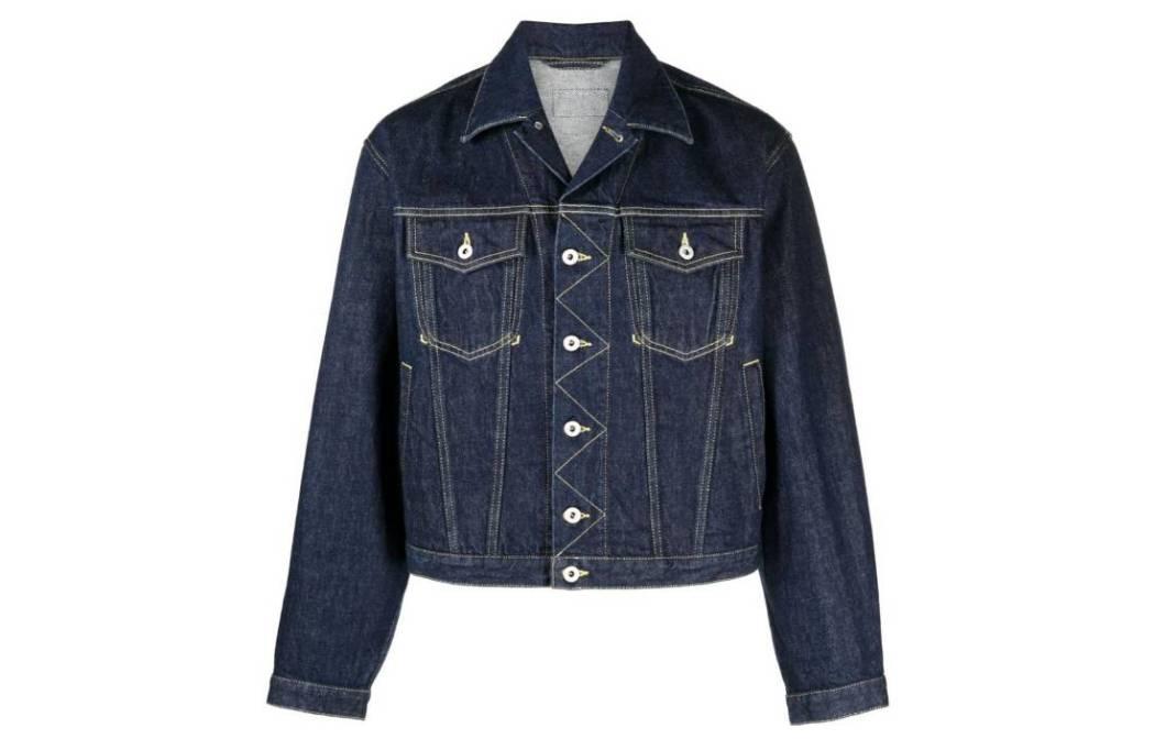 KENZO  Solid Single-Breasted Denim Jacket Blue. FD65DV3026A1-DM