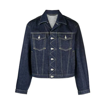 KENZO Solid Single-Breasted Denim Jacket Blue. FD65DV3026A1-DM