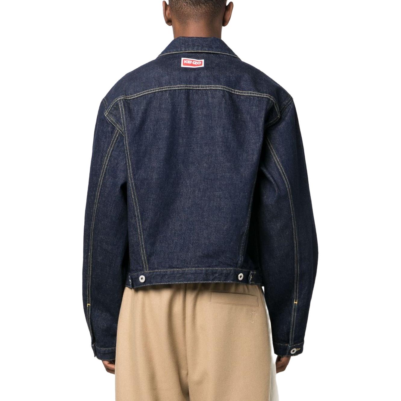 KENZO  Solid Single-Breasted Denim Jacket Blue. FD65DV3026A1-DM 圖 4