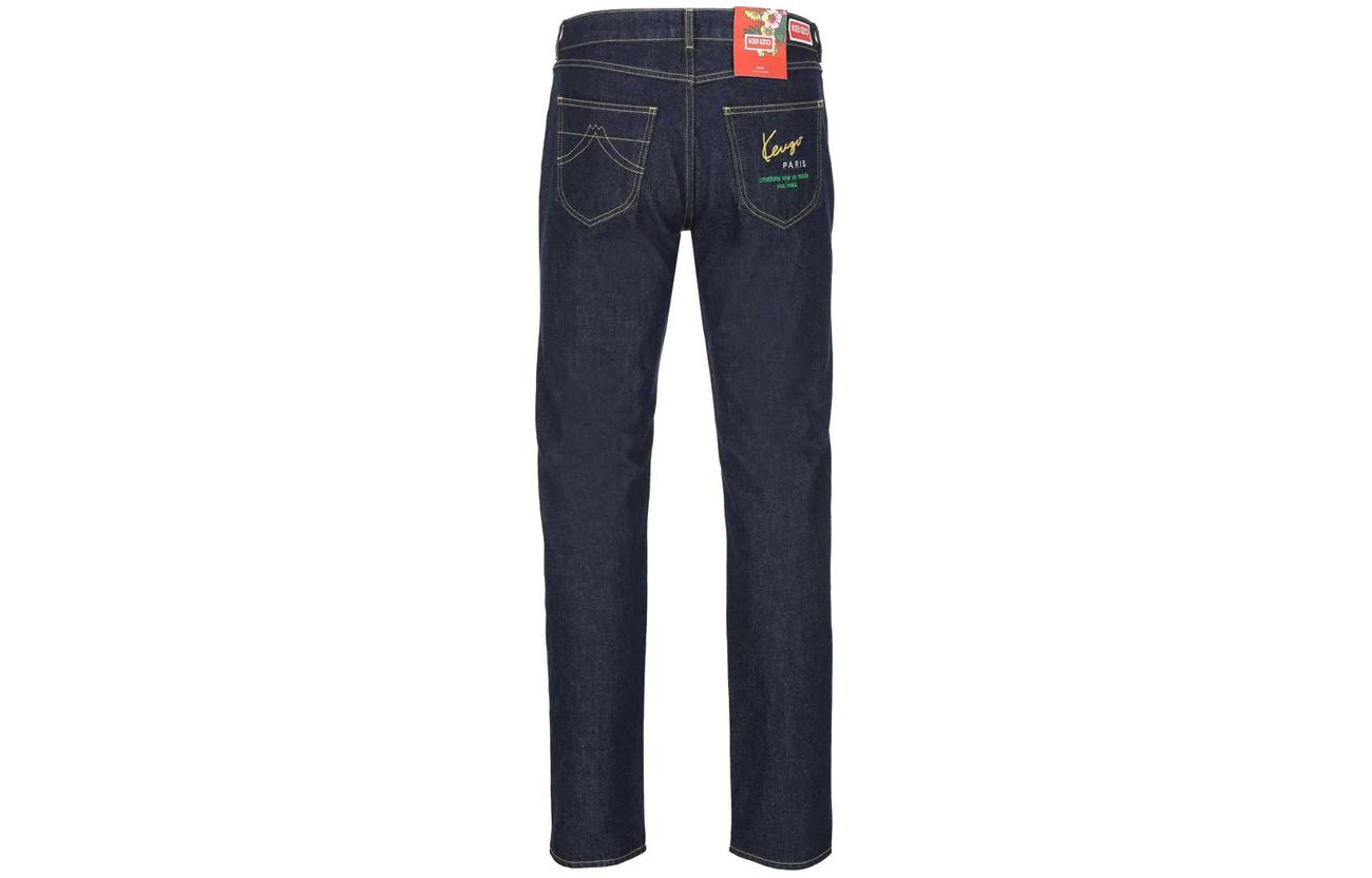 Lookbook KENZO  Solid Straight-Leg Jeans Blue Color Casual Denim. FE55DP1016A1DM-24