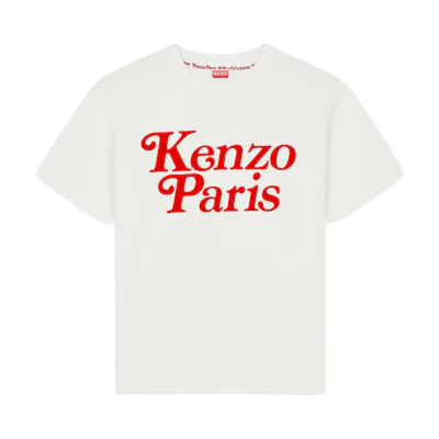 KENZO White Crewneck T-Shirt with Logo Graphic Print. FE55TS1914SY-02