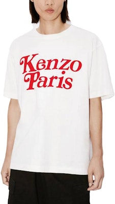 KENZO Kaos Putih Crewneck dengan Cetak Grafis Logo. FE55TS1914SY-02 Sizing KENZO Kaos Putih Crewneck dengan Cetak Grafis Logo. FE55TS1914SY-02