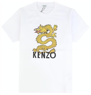 KENZO White Dragon Print Logo Crew Neck Regular Fit Short Sleeve T-Shirt F955TS0184V4-01 Buy KENZO White Dragon Print Logo Crew Neck Regular Fit Short Sleeve T-Shirt F955TS0184V4-01