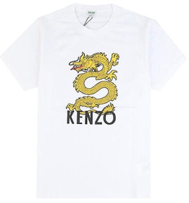 KENZO White Dragon Print Logo Crew Neck Regular Fit Short Sleeve T-Shirt F955TS0184V4-01 Order KENZO White Dragon Print Logo Crew Neck Regular Fit Short Sleeve T-Shirt F955TS0184V4-01