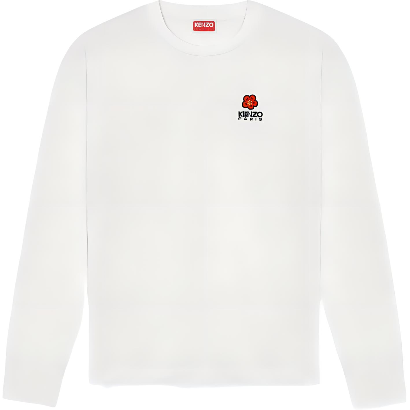 KENZO  White Floral Embroidered Logo Crewneck Long-Sleeve T-Shirt FE55TS1854SG-01