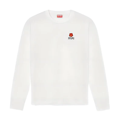 KENZO White Floral Embroidered Logo Crewneck Long-Sleeve T-Shirt FE55TS1854SG-01