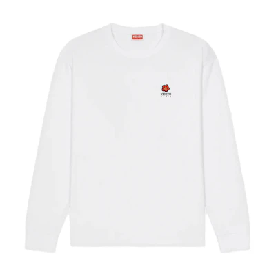KENZO White Floral Letter Crewneck Long Sleeve Sweatshirt. FD55TS4444SG-01