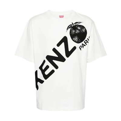 KENZO White Logo Print Crew Neck Short Sleeve T-Shirt. FE55TS2804SY-02