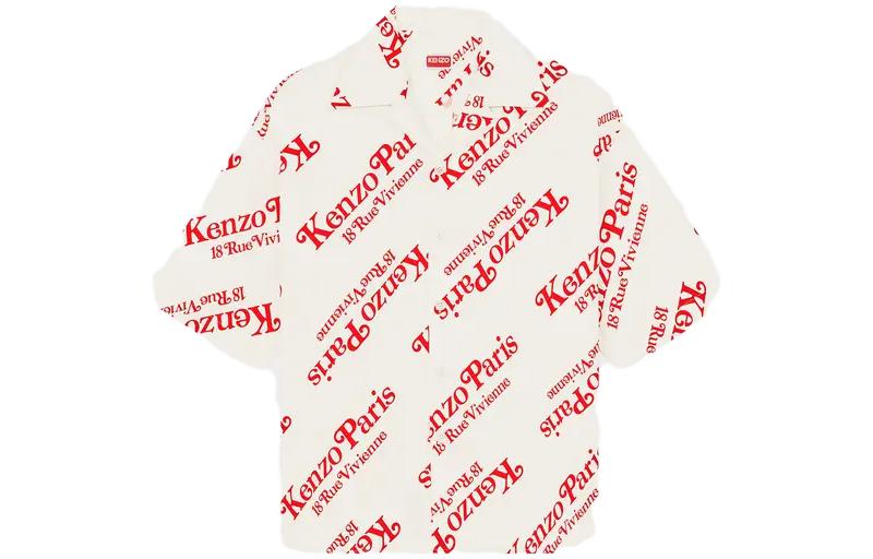 KENZO  White Logo Short Sleeve Casual Button-Up Shirt FE55CH1119P4-02