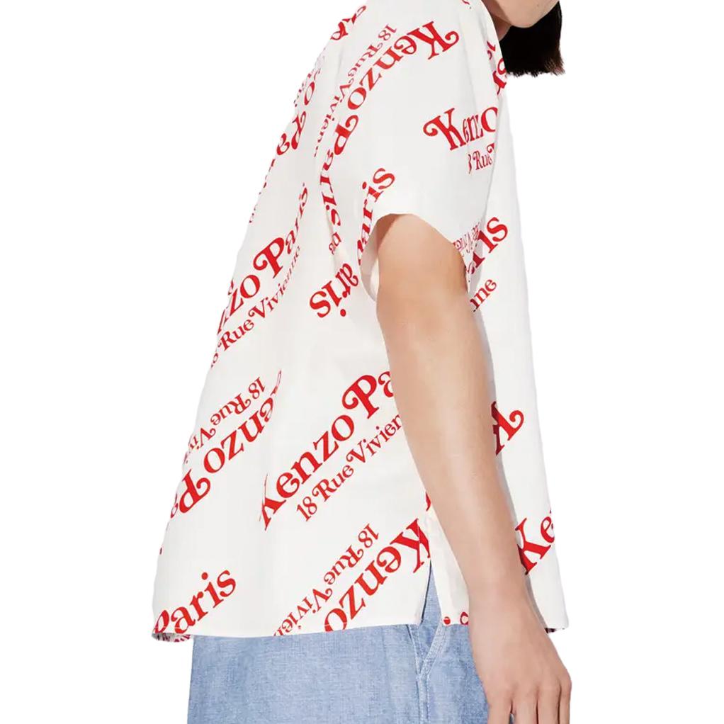 Sizing KENZO ホワイトロゴ ショートスリーブ カジュアルボタンアップシャツ FE55CH1119P4-02