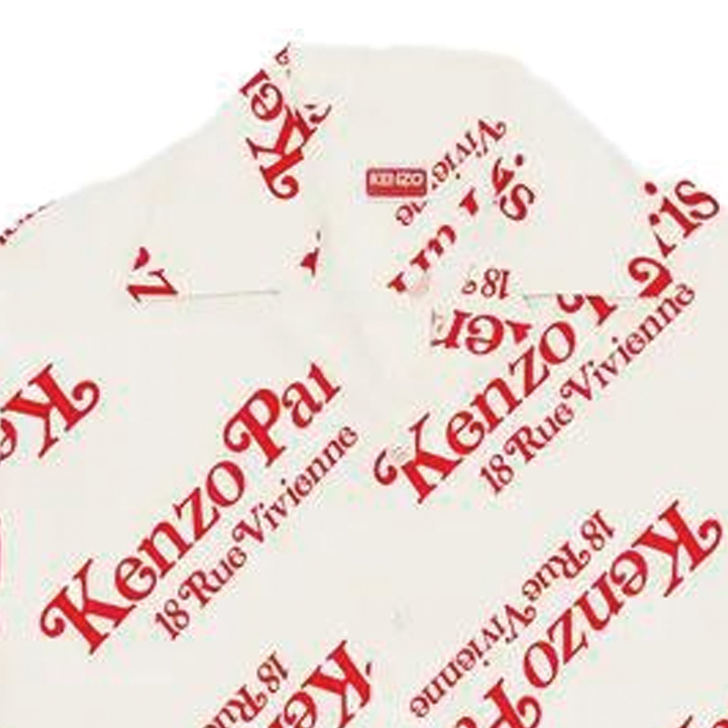 Cheap KENZO ホワイトロゴ ショートスリーブ カジュアルボタンアップシャツ FE55CH1119P4-02