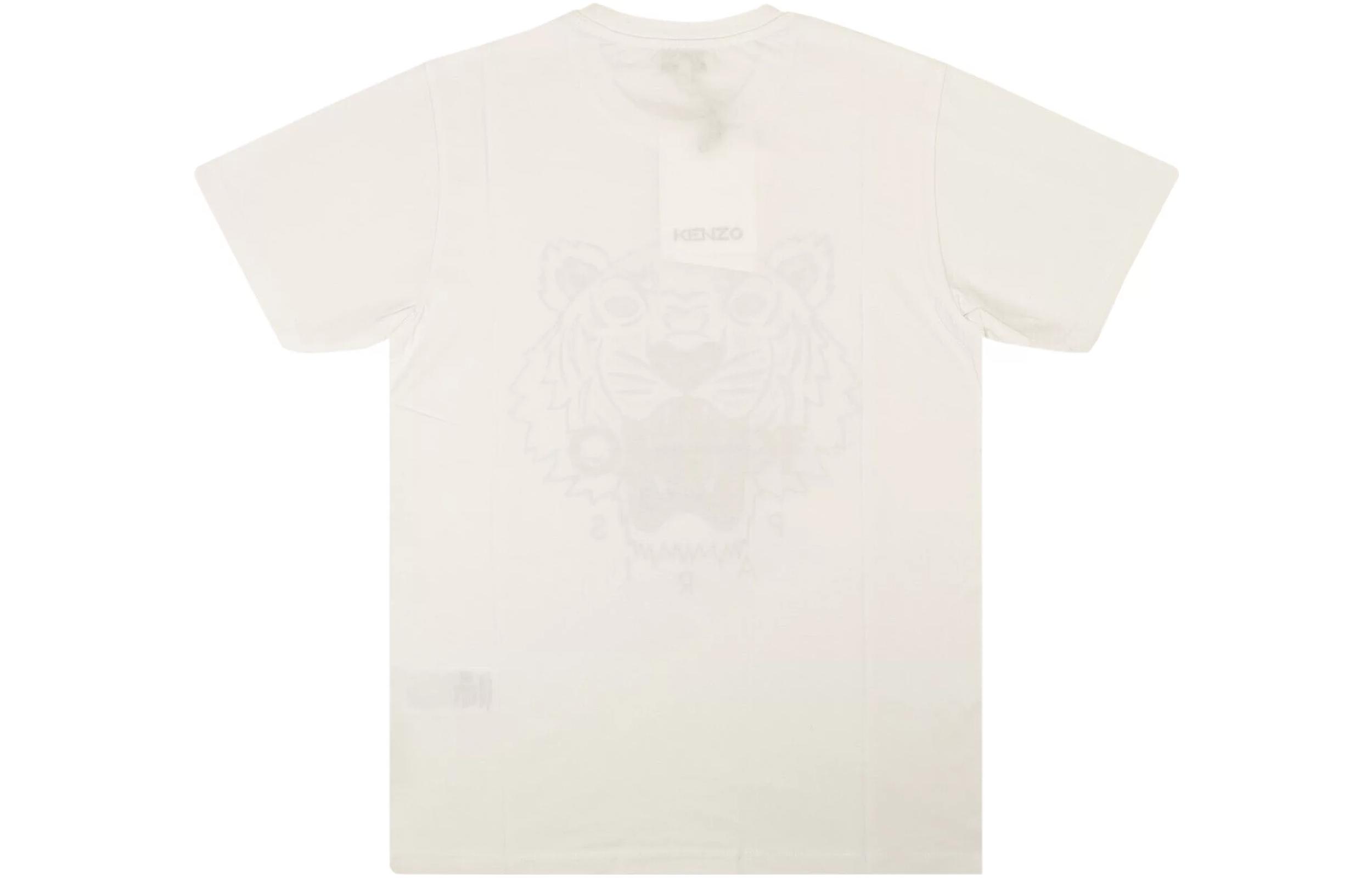 KENZO  White T-Shirt with Tiger Head Graphic Print. FC55TS0204YL-01 圖 3