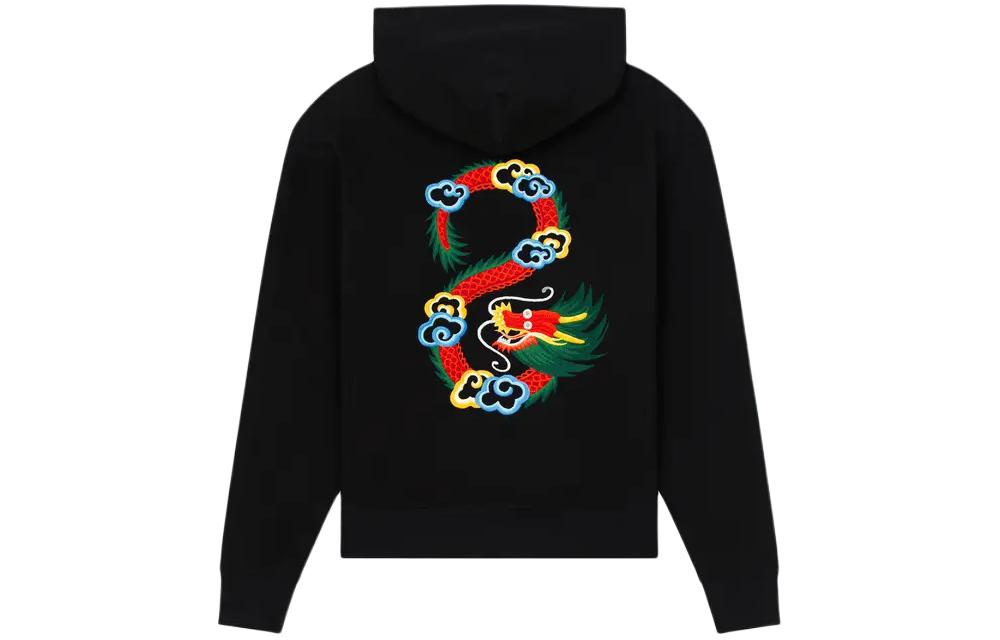 Lookbook KENZO 'Year Of The Dragon' Black Embroidered Classic Hoodie Sweatshirt . FE55SW1634ME-99J