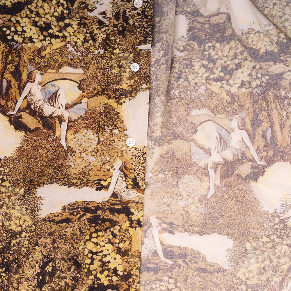 Purchase 겐조 옐로우 그래픽 프린트 루즈핏 긴팔 셔츠 FB65CH4259P4-14