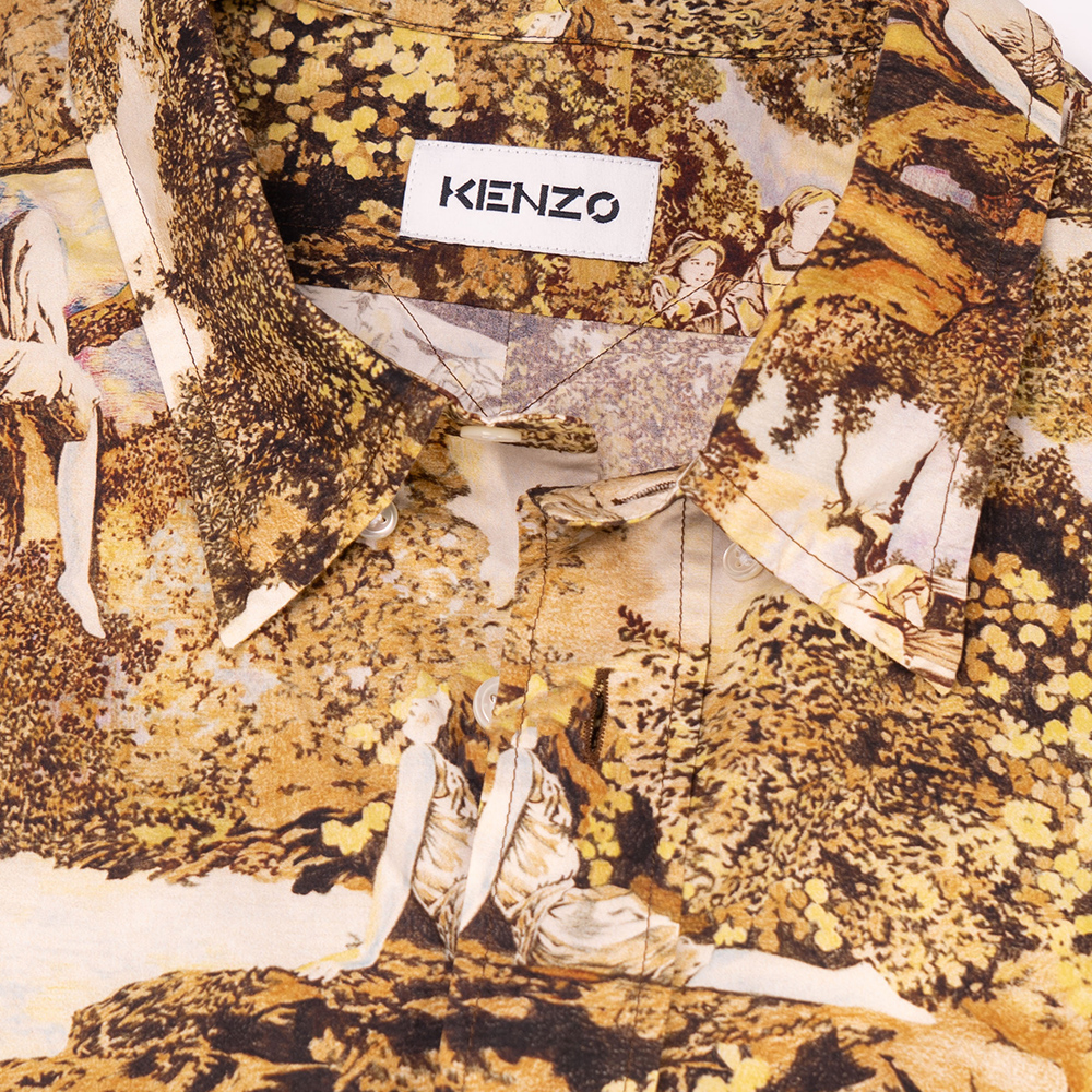 Sizing 겐조 옐로우 그래픽 프린트 루즈핏 긴팔 셔츠 FB65CH4259P4-14