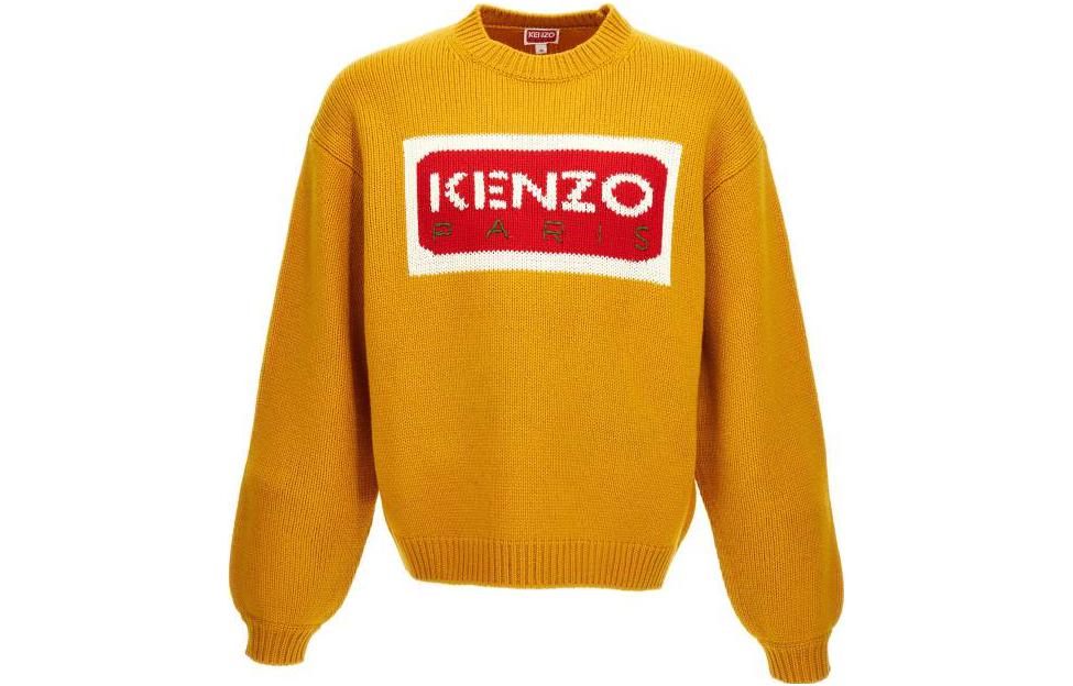 Buy KENZO  Yellow Knit Sweater with Letter Print FD65PU4263LA-40