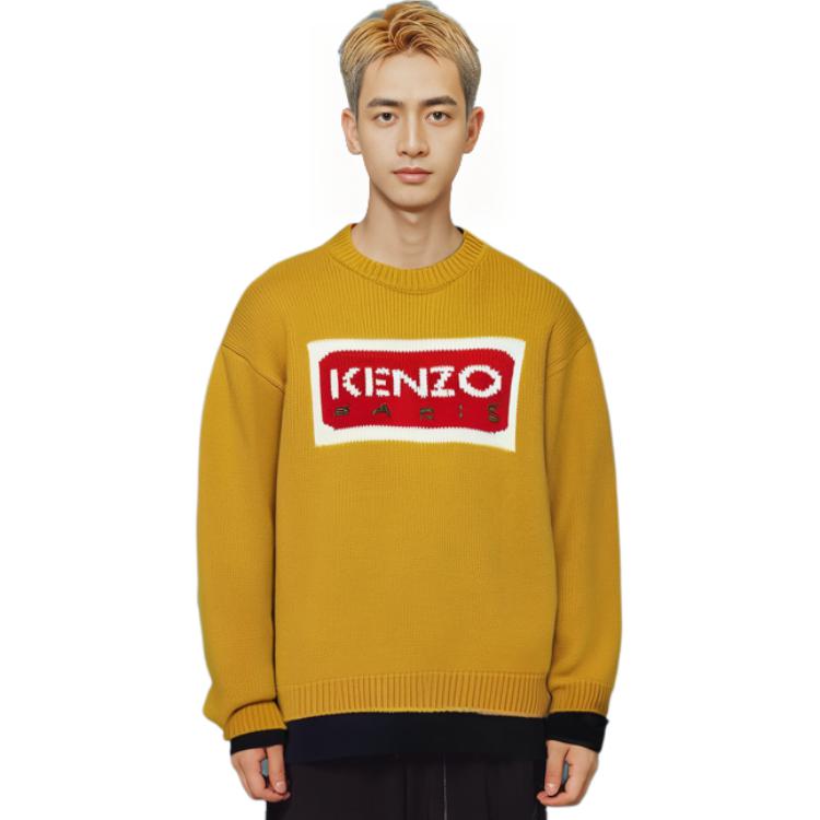 Sizing KENZO  Yellow Knit Sweater with Letter Print FD65PU4263LA-40