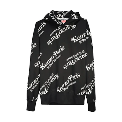 KENZO All-Over Letter Print Loose Fit Hoodie Black Men’s POIZON240805104
