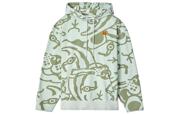KENZO All-Over Print Hoodie Men’s Gray Green FB55SW5384MY-61