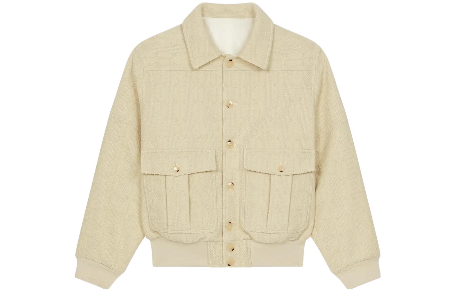 KENZO Beige Cable Knit Logo Jacket Long-Sleeve Outerwear FD65BL1449JB-03