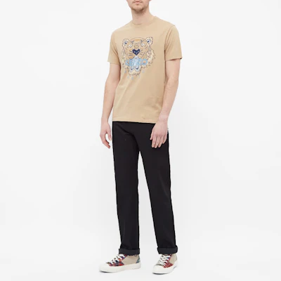 KENZO Beige Tiger Graphic Crewneck T-Shirt FB55TS0204YA-11 Shop KENZO Beige Tiger Graphic Crewneck T-Shirt FB55TS0204YA-11