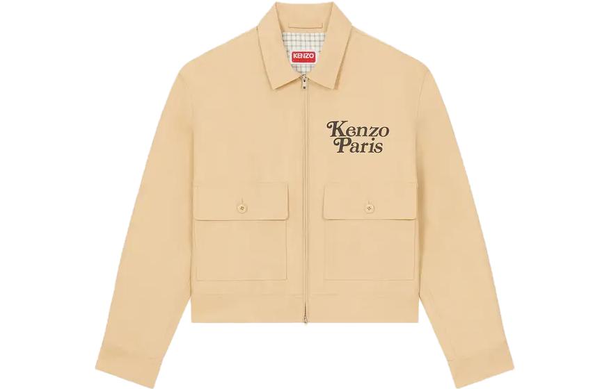 KENZO Beige Zip-Up Jacket with Logo Design FE55BL1659OX-12