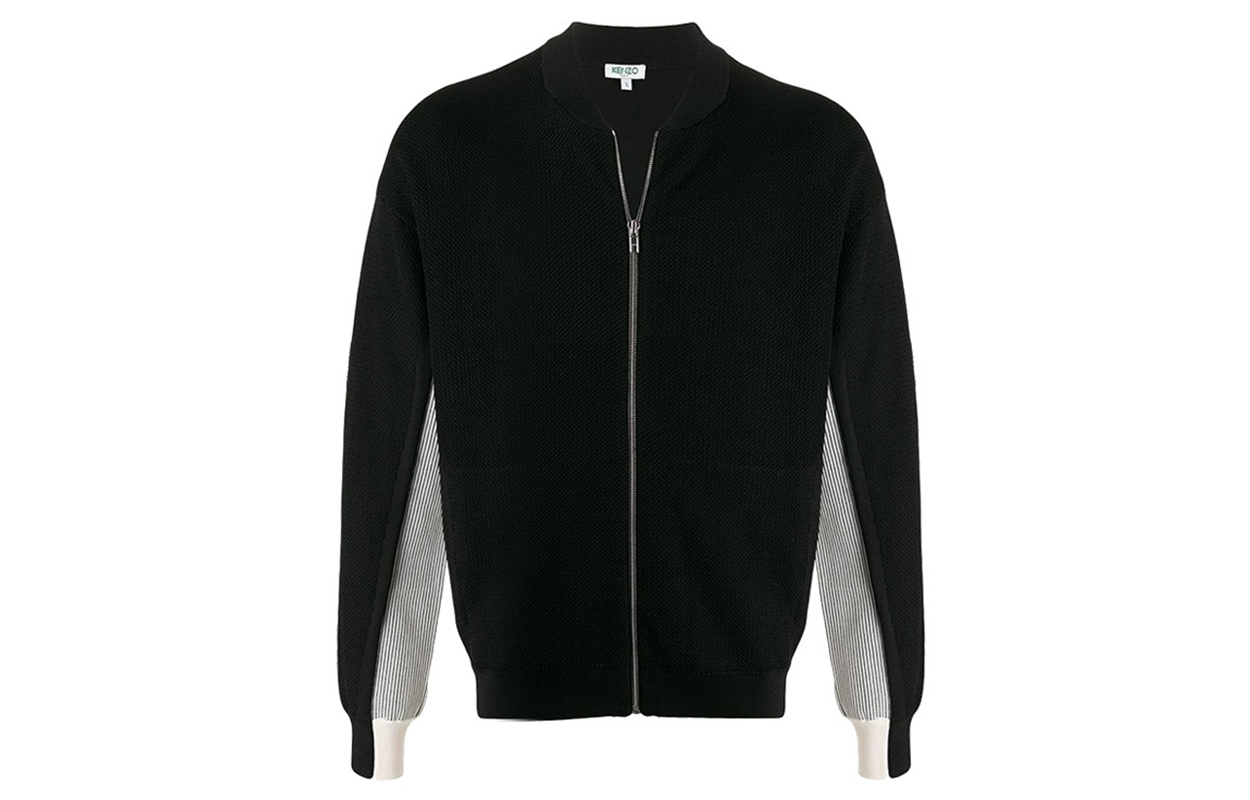 KENZO Black Color-Block Striped Print Zip Jacket FA55BL5133BB-99