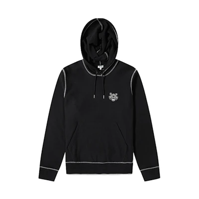 KENZO Black Cotton Hoodie with Little Tiger Embroidery F965SW3604MD-99
