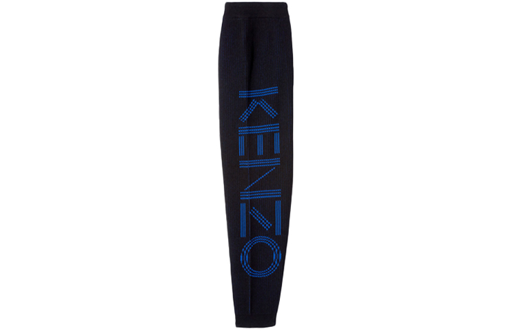 Shop KENZO 黑色棉質運動褲帶標誌印花 F955PA8163BA-99
