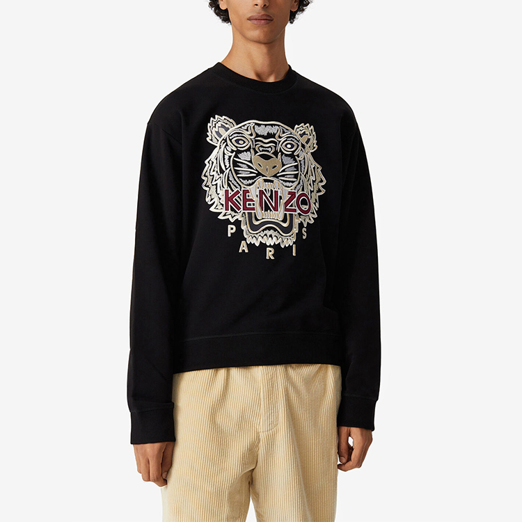 KENZO Black Cotton Sweatshirt with Pearl-Embroidered Tiger FA65SW1114XV-99 圖 4