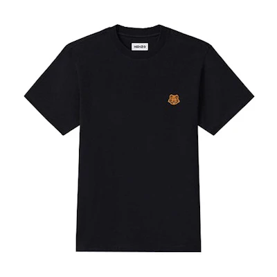 KENZO Black Cotton T-Shirt with Small Tiger Head Pattern FA65TS0034SJ-99