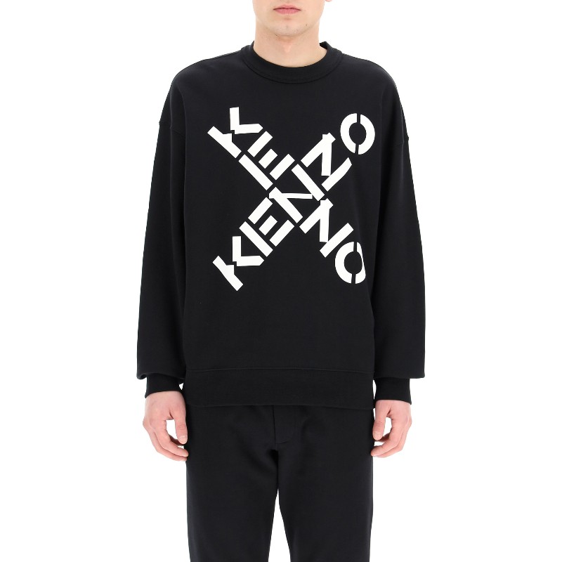 Purchase 겐조 블랙 크루넥 풀오버 스웨트셔츠 FA65SW5214MS-99