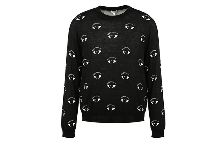 Order KENZO Baju Sejuk Hitam Crewneck Corak Rajutan FA55PU5023XF-99