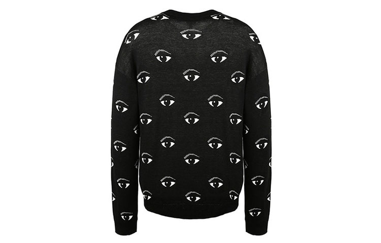 Lookbook KENZO Baju Sejuk Hitam Crewneck Corak Rajutan FA55PU5023XF-99
