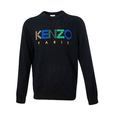KENZO Black Crewneck Sweater with Letter Print F965PU2173LC-99