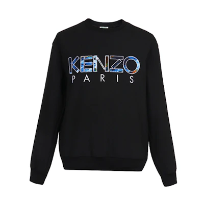 KENZO Black Crewneck Sweatshirt with Logo Embroidery F965SW6041RH-99