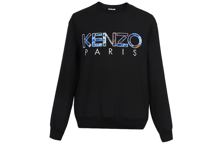Order KENZO 黑色圓領刺繡標誌長袖上衣 F965SW6041RH-99