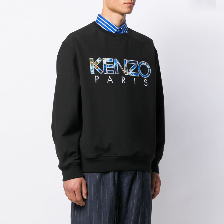 Purchase KENZO 黑色圓領刺繡標誌長袖上衣 F965SW6041RH-99