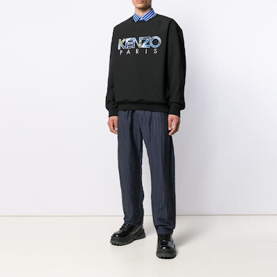 KENZO 黑色圓領刺繡標誌長袖上衣 F965SW6041RH-99 Sizing KENZO 黑色圓領刺繡標誌長袖上衣 F965SW6041RH-99