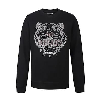 KENZO Black Crewneck Sweatshirt with Logo Tiger Embroidery. FB65SW1244XF-99