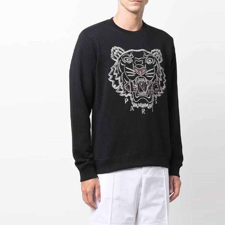 Details for KENZO Sweatshirt Hitam Crewneck Bordir Logo Harimau. FB65SW1244XF-99