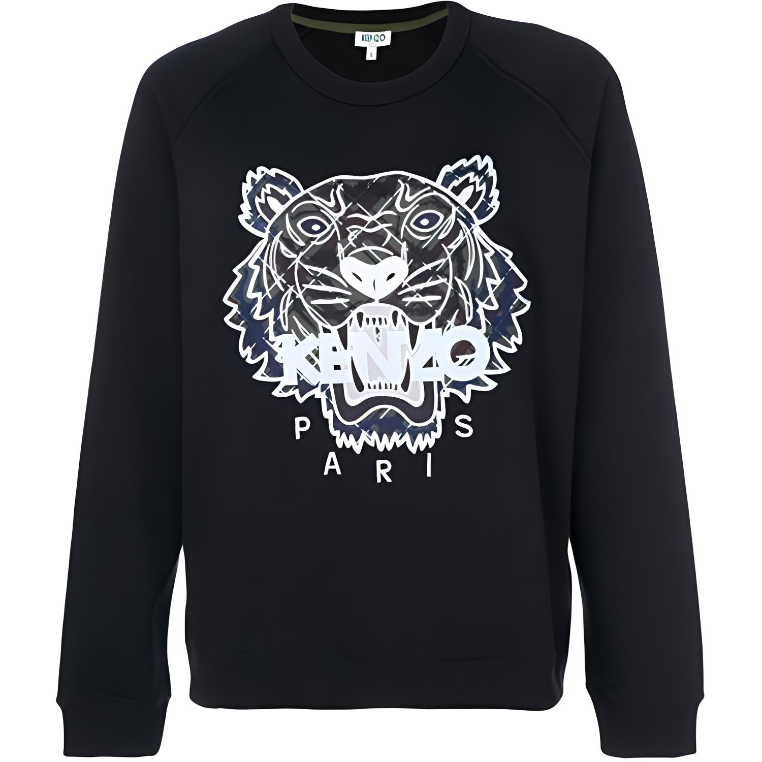 KENZO Black Crewneck Sweatshirt with Tiger Logo F765SW1194XG-99