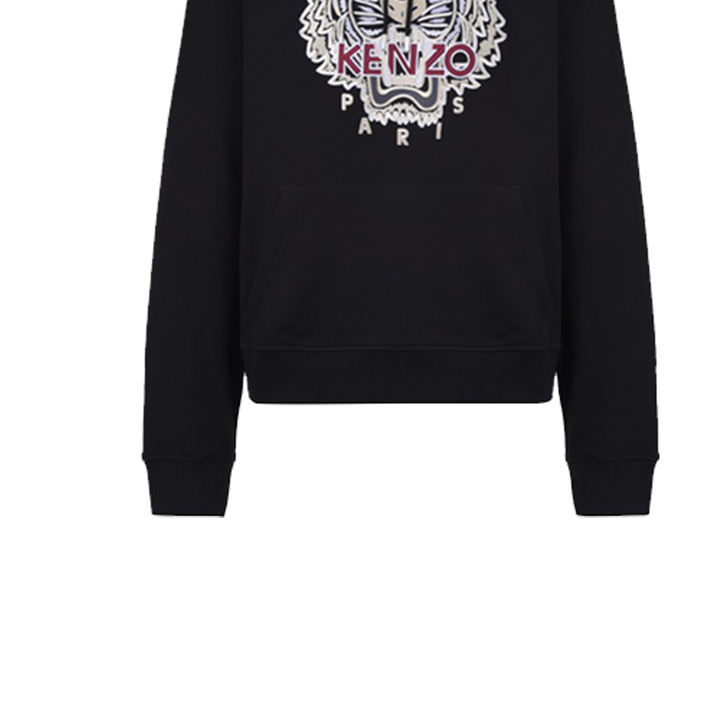 Sizing KENZO 黑色刺繡虎頭連帽衫 FA65SW3114XV-99