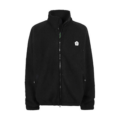 KENZO Black Fleece Zip-Up Jacket with Stand Collar POIZON240809966