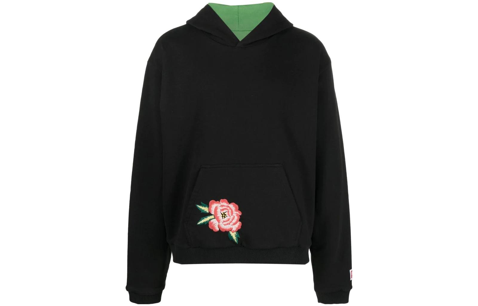 KENZO Black Floral Embroidered Hoodie FC65SW4324MF-99J
