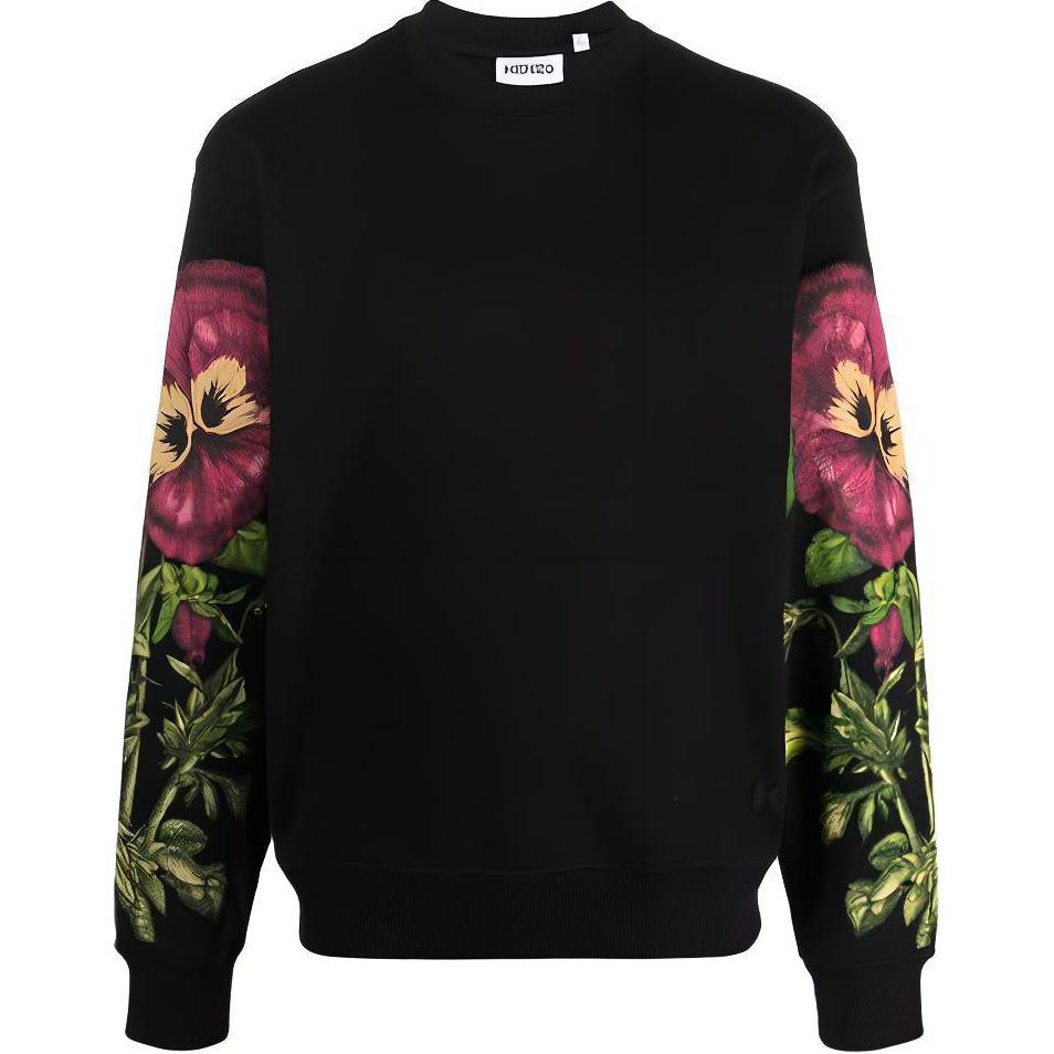 KENZO Black Floral Sleeve Crewneck Sweatshirt FB65SW0264MO-99