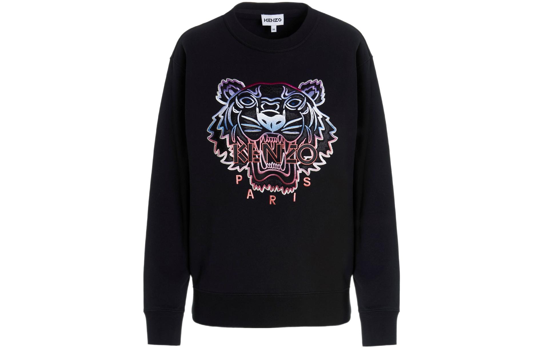 KENZO Black Gradient Tiger Logo Embroidered Pullover Sweatshirt SS22 . FB62SW8244MA-99B