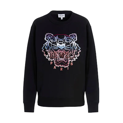 KENZO Black Gradient Tiger Logo Embroidered Pullover Sweatshirt SS22 . FB62SW8244MA-99B
