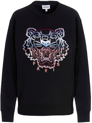 KENZO Black Gradient Tiger Logo Embroidered Pullover Sweatshirt SS22 . FB62SW8244MA-99B Order KENZO Black Gradient Tiger Logo Embroidered Pullover Sweatshirt SS22 . FB62SW8244MA-99B