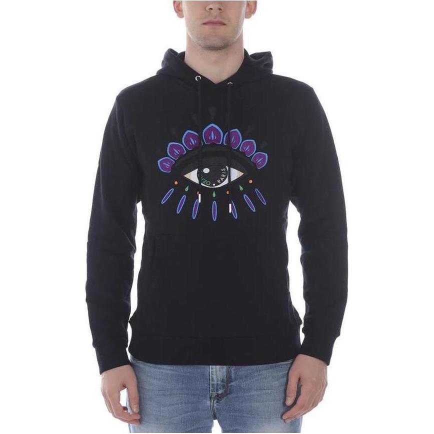 KENZO Black Hoodie Pullover with Printed Design Long Sleeve 4XC5SW407-99